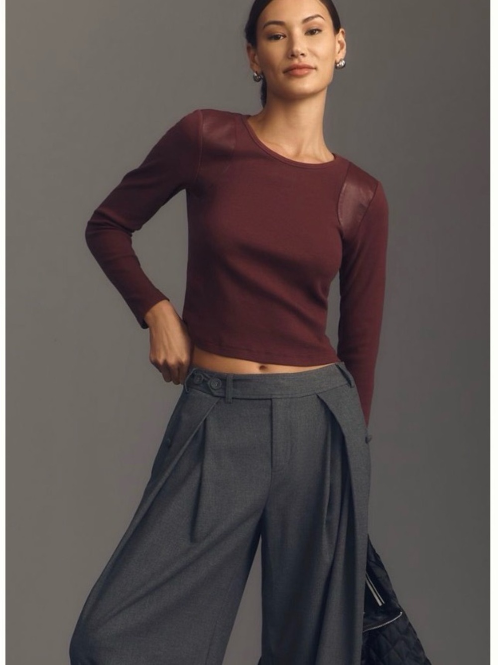Maeve by Anthropologie faux leather pullover sz L